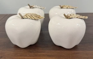 4 VTG Hollywood Regency MCM White Ceramic Apples - Christmas Decor - **READ** - Picture 1 of 15