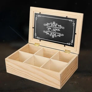 Wooden Tea Box Tea Storage Box Small Wooden Box Wooden Storage Chest 6 Grids Tea - Picture 1 of 5