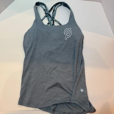 Camiseta sin mangas Peloton Lululemon Slay The Studio 2 en 1 azul jaspeado fundido para mujer talla 4 Foto 1 de 4