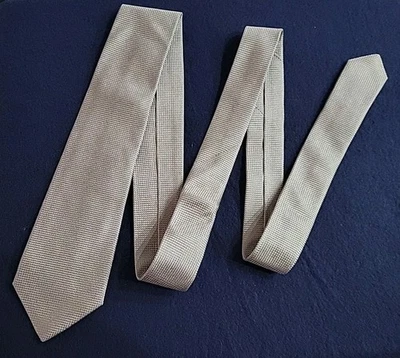 Corbata italiana hecha a mano Michael Bastian 100 % seda 58" x3" plateada texturizada Italia Foto 1 de 4