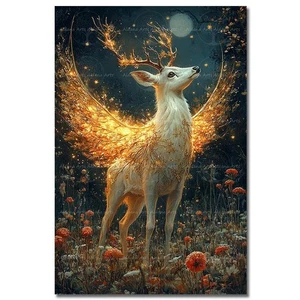 FEENHIRSCH KUNSTDRUCK, Zauberwald Wohndeko, Fantasy Poster, Tiergeist - Bild 1 von 2