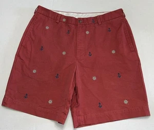 Mens Brooks Brothers 346 Nautical Embroidered Shorts Anchors Chino Sz 36 - Picture 1 of 6