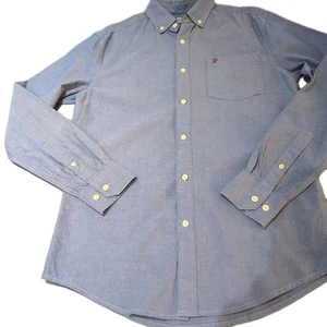 Farah 1920 Small Blue Long Sleeve Oxford Shirt Measurements On Pics - Picture 1 of 9
