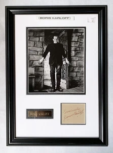 Boris Karloff Original Autographed pin signature with Photo and Metal Strip COA - Picture 1 of 2