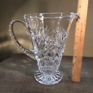 Antique Crystal Rare Large Pedestal Leaded Pitcher 5+lbs. 9.75”Tall Gift Quality - Picture 1 of 11