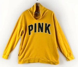 Y2K PINK Victoria's Secret Women's Sweatshirt Sz Large Mock Neck Yellow - Picture 1 of 8