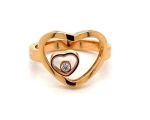 Chopard Happy Diamond 18k Rose Gold Double Heart Ring - Size 7 - Picture 1 of 9