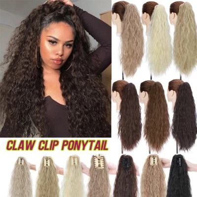 Hair Clip 24" Claw On Ponytail Clip In Hair Extensions Pony Tail Hairpieces US - Image 1 of 4