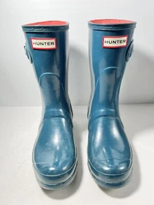 Hunter Women's Original Short Rain Boots Teal with Coral Interior SIZE US 7 - Picture 1 of 12