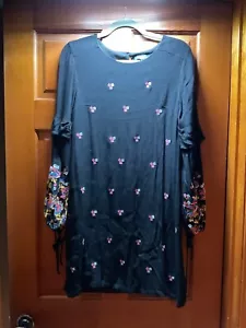 Sugar + L!PS Black Floral Embroidered Dress Short Medium - Picture 1 of 7