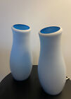 Ikea Mylonit Cased Blue Glass Hand-Blown Frosted Retro Table Lamps 90'S Vintage