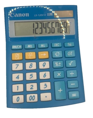 CANON LS-120V II Calculator Blue Solar & Battery Large Display 12 Digits - image 1 of 4