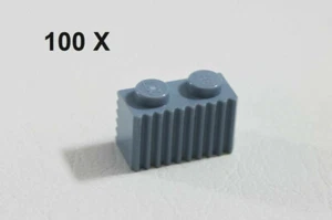 LEGO® Sand Blue Brick 1 x 2 with Grille / Fluted Profile [100 Pieces] ID 2877 .. - Picture 1 of 10