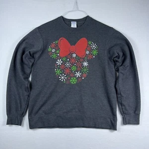 Disney Minnie Mouse Weihnachtssweatshirt Damen mittelgrau Urlaub Baumwolle kuschelig - Bild 1 von 8