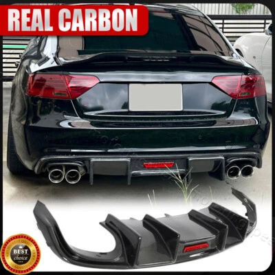Parachoques trasero difusor alerón labial con LED para AUDI S5 B8.5 2012-2015 CARBONO REAL Foto 1 de 4