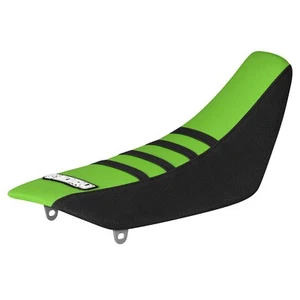 2002-2023 Kawasaki KLX 110 KX65 Seat Cover BLACK SIDE / GREEN TOP /BLACK RIB #71 - Picture 1 of 6