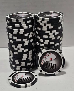 50 fichas de póker negras de arcilla Yin Yang de $100 - Imagen 1 de 2
