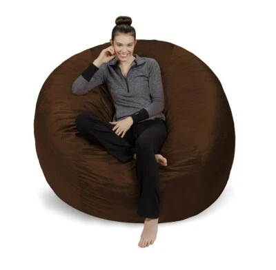 Коричневый стул бобовая сумка большой Chill шезлонг ребенка взрослого сиденье игры микрофибры ленивый - Изображение 1 из 4