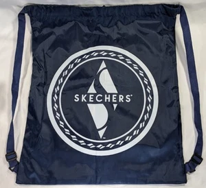 Lot of 2 - Skechers 17"x20" Nylon Drawstring Bag Backpack Gym Bag Navy Blue - Picture 1 of 2