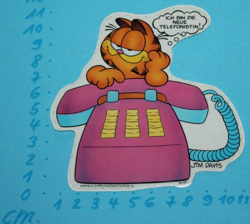 Vintage Garfield Telefon Aufkleber Sticker original bsb 53-027 ca. 1987 - Bild 1 von 1