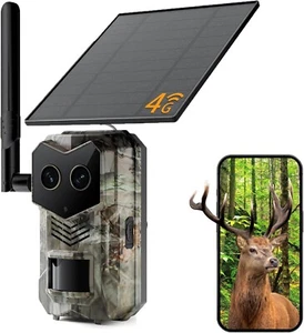 4G LTE Cellular Solar Trail Camera, GPS, Motion Detection, IR, Dual Lenses, Game - Picture 1 of 9
