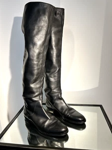 Sergio Rossi Over The Knee Black Leather Boots 100% Authentic - Picture 1 of 11
