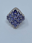Stunning Iolite Ring .925 Sterling Silver 16 Iolite in a pave setting