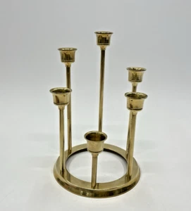 Vintage Brass 6 Arm 6 Candle Holder Candelabra Candlesticks Decor - Picture 1 of 11