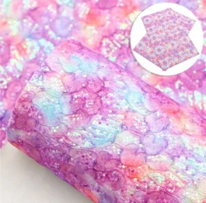 Pink and purple heart lace Glitter FAUX LEATHER ROLL 12" x 55" 1106651 - Picture 1 of 2