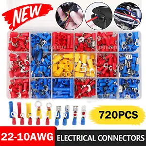 720PCS Terminale Vanga a Crimpare Assortito Isolato Connettore Filo Elettrico + Pinza - Foto 1 di 25
