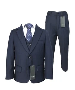 Jungen Regular Fit Italienischen Hochzeit Anzug in Marine mit Hemd und Krawatte - Picture 1 of 7