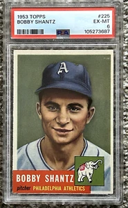 1953 Topps - #225 - Bobby Shantz HIGH # SHORT PRINT Fresh Grade PSA 6 - EX-MT - Picture 1 of 2