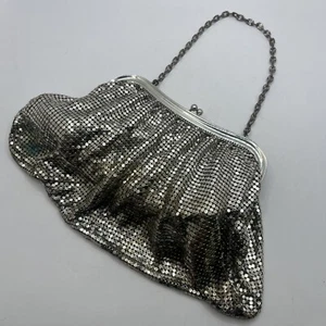 Vintage Whiting & Davis 30er 40er Art Deco Retro Silber Netz Tasche Handtasche mit USA Etikett - Bild 1 von 10