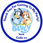 Bluey Personalised Thank you Party bag sweet cone Stickers x24 Any Text