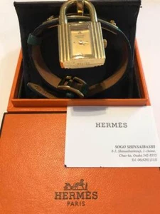 HERMES Kelly Wristwatch Green Women's Auth Leather belt #4 - Picture 1 of 3