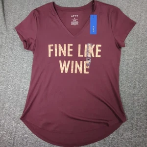 Apt 9 Damen Medium fein wie Weinrot V-Ausschnitt T-Shirt purpurrot neu mit Etikett - Bild 1 von 7