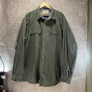 L.L. Bean Jeanshemd Flanell gefüttert Shacket Herren Größe XXL Tall grün lightwashed - Bild 1 von 10