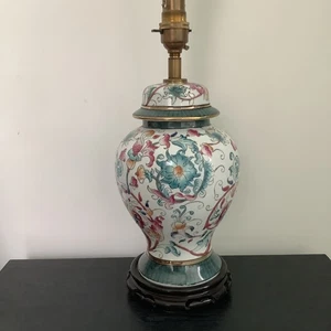 Vintage Ginger Jar Oriental Ceramic Lamp Oriental Green Floral searchlight uk - Picture 1 of 12