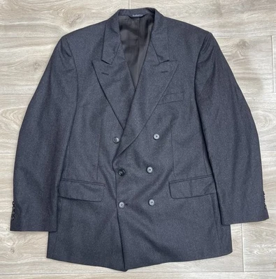 Blazer DE COLECCIÓN Burberrys Para Hombres 44R Gris Doble Pecho Lana Saks Pico Solapa Años 90 Foto 1 de 4