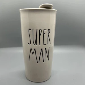 Coffee Cup rae dunn SUPER Man Ceramic Travel Mug New Lid 16 oz cold hot - Picture 1 of 10