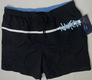 NWT Men Sz XL Nautica Performance Swimming Board Trunks Shorts Black Pockets - Picture 1 of 12