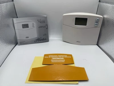 Hunter Set & Save Programmable Thermostat Model 44110 with Manual – White - Image 1 of 2