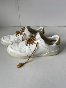 Versace Ilus White Barocco Leather Sneaker Low Top Size 44 US 10.5 - Picture 1 of 12