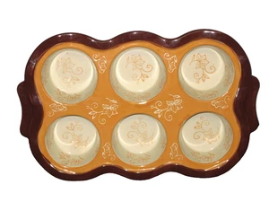 P/O Temp-tations Cupcake Muffin Pan Floral Encaje Naranja Marrón 12" X 8" Excelente - Imagen 1 de 6