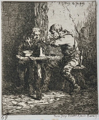 CHARLES JACQUES (1813-1894) EAU FORTE  IMPRIME CHEZ DELATRE  (1880)  /9 - Photo 1/2