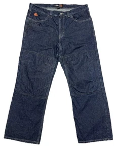 Hawx FR Jeans Mens 36x30 Blue Relaxed Straight Dark Wash American Denim Work EUC - Picture 1 of 13