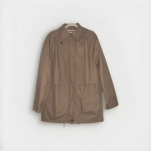 London Fog Jacket Womens L Beige Limited Edition Hooded Full Zip Coat Button - Picture 1 of 11