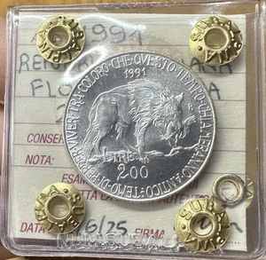 REPÚBLICA ITALIANA MONEDA 200 LIRE FLORA Y FAUNA 1991 PLATA FDC - Imagen 1 de 3