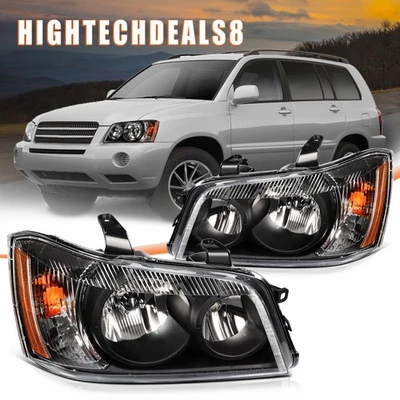 Esquerda+Direita Para 2001-06 2007 Toyota Highlander Conjunto de Farol Carcaça Preta - Imagem 1 de 4