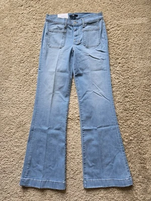 7 For All Mankind Dojo Sin Sastre Acampanado Pierna Pantalón Vaqueros Mujer 29 Azul Claro Foto 1 de 4